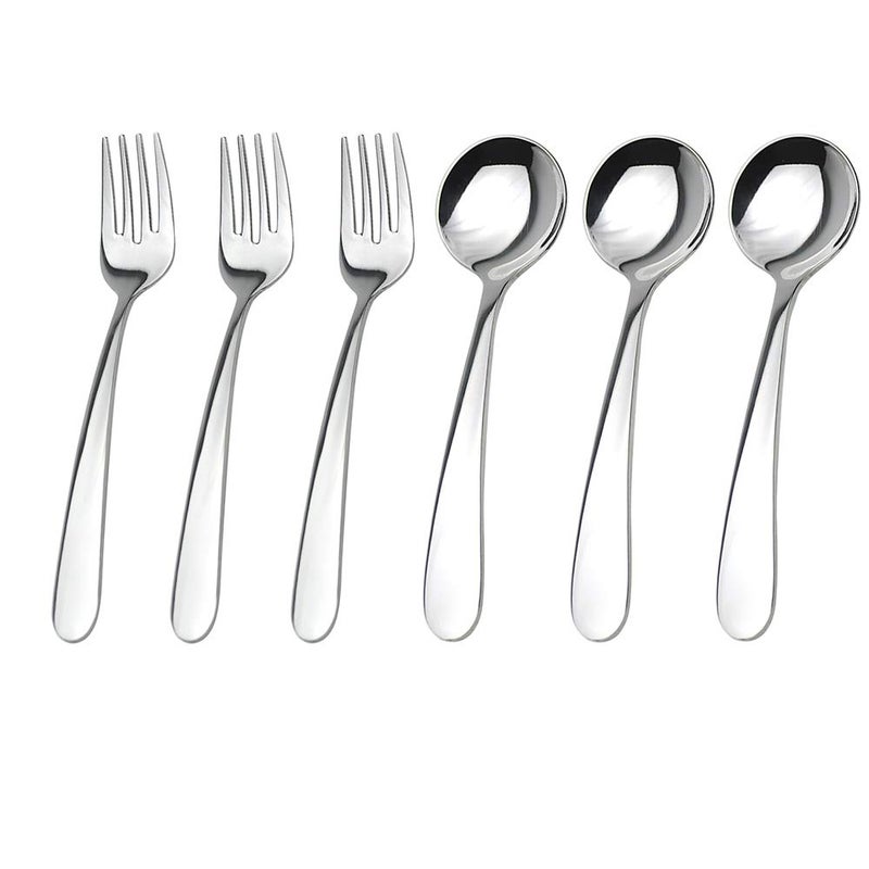 WEKTUNAA Stainless Steel kids Silverware Set-6 pieces-Kids Forks and Spoons-Mirror Polished-Toddler silverwares Back to school lunch supplies - Image 1